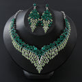 RGM008 Deluxe Emerald Green Crystal Teardrop Bridal Accessories Set