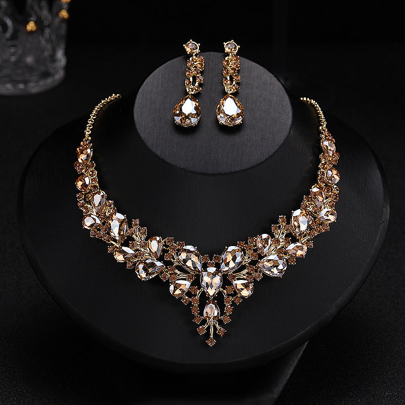 RGM005 Stunning Emerald Green Rhinestone Jewelry Set for Prom & Pageant