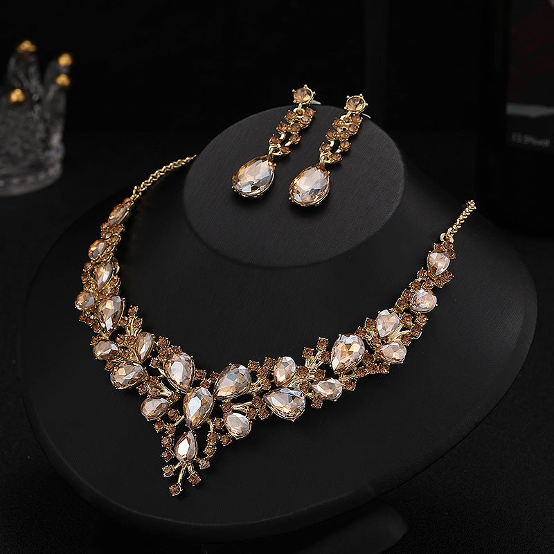 RGM005 Stunning Emerald Green Rhinestone Jewelry Set for Prom & Pageant