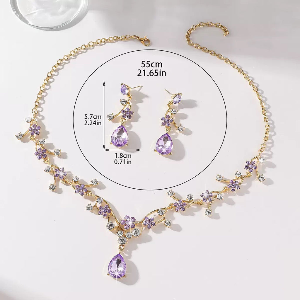 RGM004 Elegant Emerald Green Wedding Necklace and Earrings Bridal Set