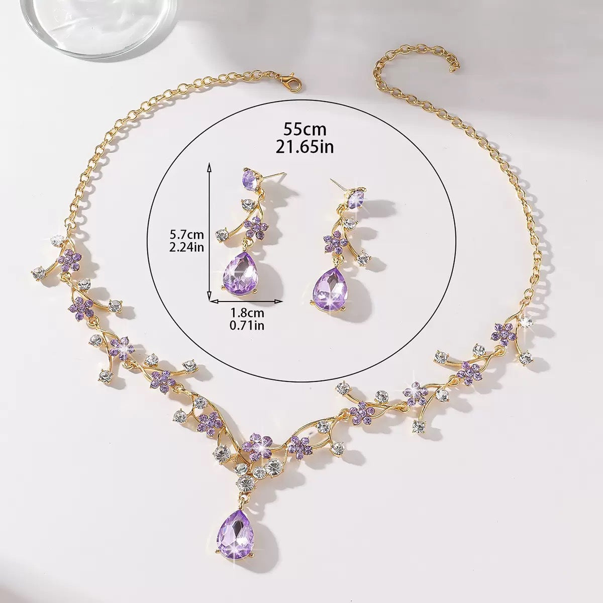 RGM004 Elegant Emerald Green Wedding Necklace and Earrings Bridal Set