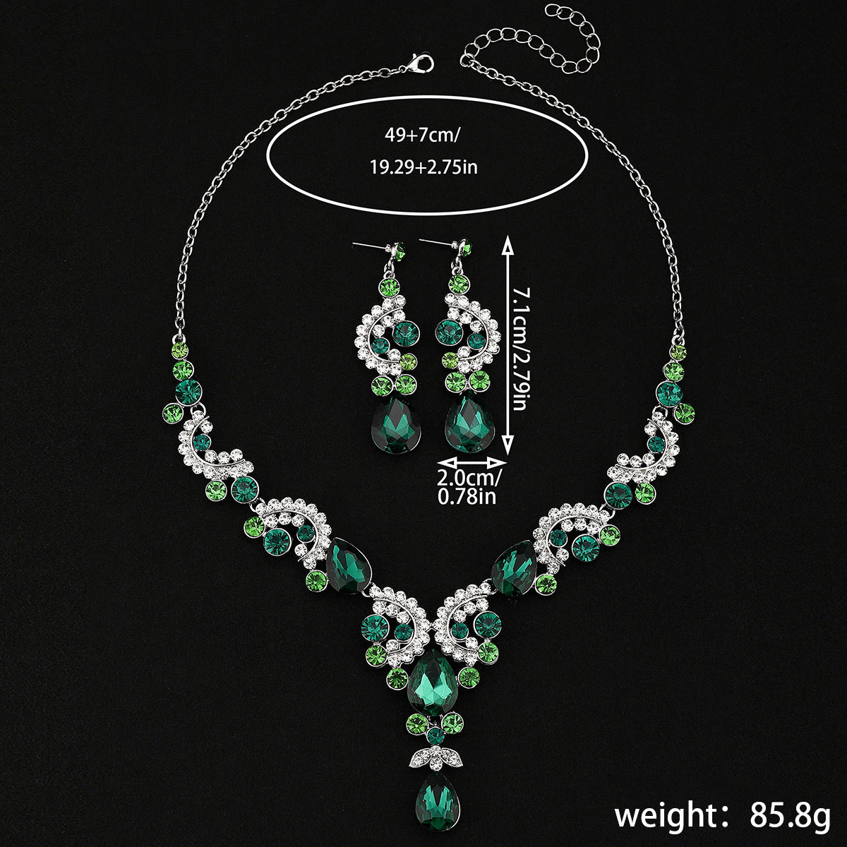 RGM007 Luxury Rhinestone Emerald Green Jewelry Set | Mother of the Bride