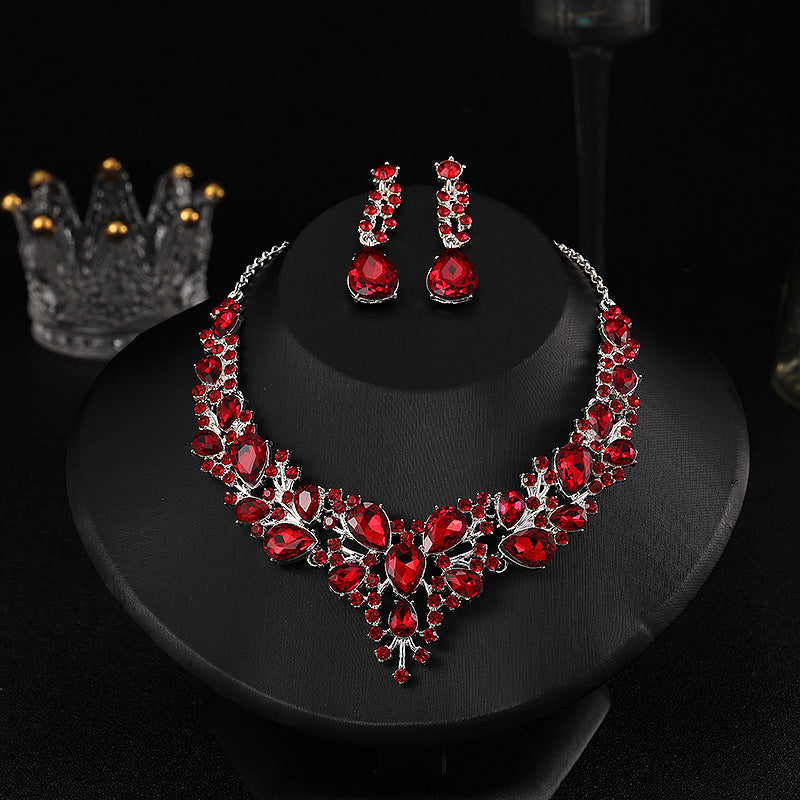 RGM005 Stunning Emerald Green Rhinestone Jewelry Set for Prom & Pageant