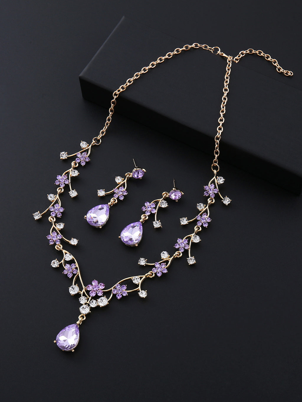 RGM004 Elegant Emerald Green Wedding Necklace and Earrings Bridal Set