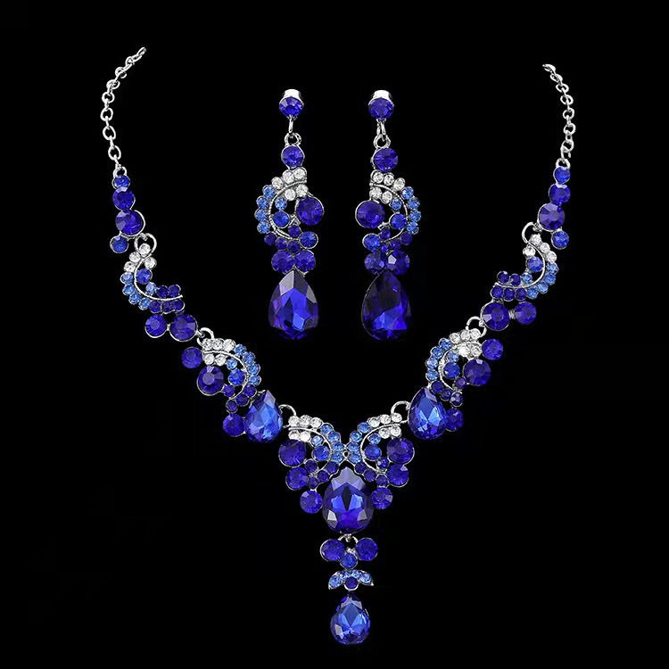 RGM007 Luxury Rhinestone Emerald Green Jewelry Set | Mother of the Bride