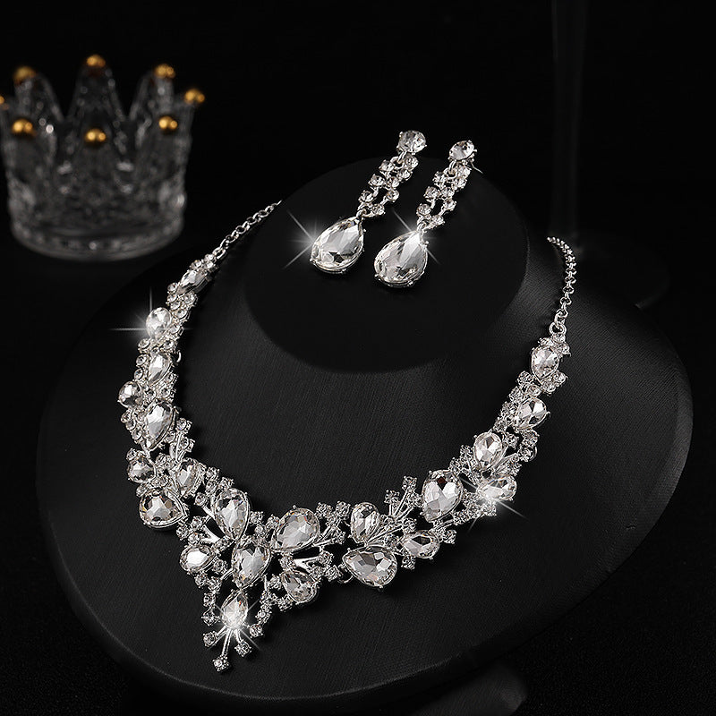 RGM005 Stunning Emerald Green Rhinestone Jewelry Set for Prom & Pageant