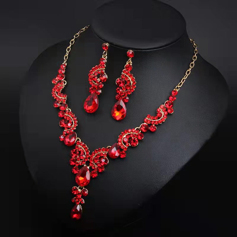 RGM007 Luxury Rhinestone Emerald Green Jewelry Set | Mother of the Bride