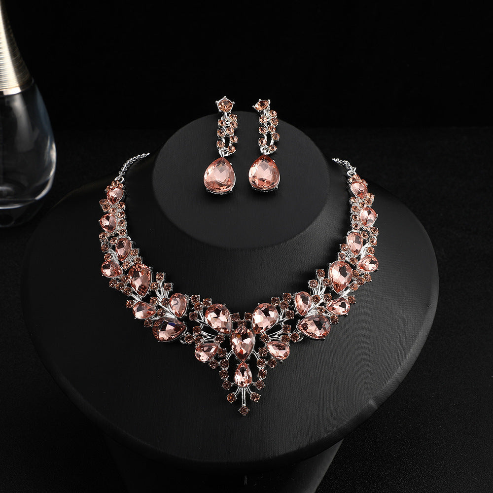 RGM005 Stunning Emerald Green Rhinestone Jewelry Set for Prom & Pageant