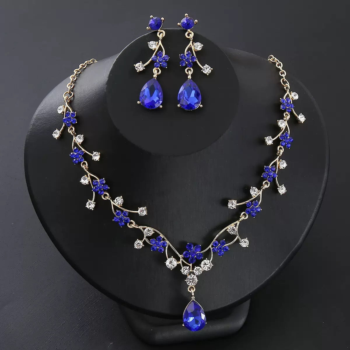 RGM004 Elegant Emerald Green Wedding Necklace and Earrings Bridal Set