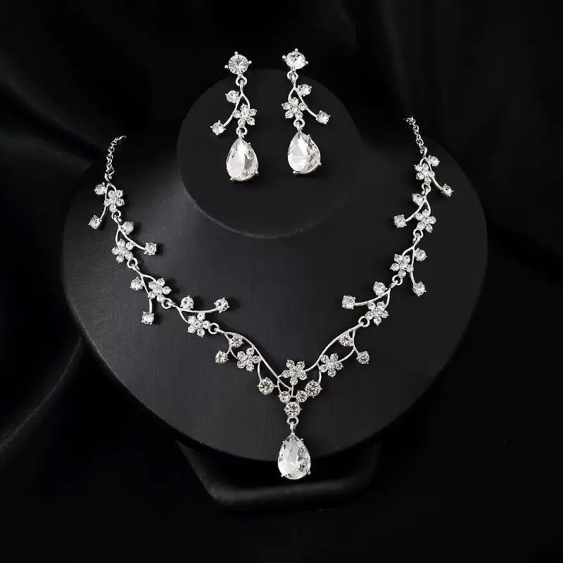 RGM004 Elegant Emerald Green Wedding Necklace and Earrings Bridal Set
